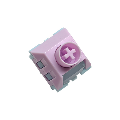 Close-up of a Kailh Box Saker switch featuring the dust-proof box stem design for stable, wobble-free keystrokes.