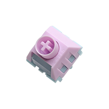 Macro shot of Kailh Box Saker Linear Gaming Switches for custom mechanical keyboards showing the cream-colored POM stem.