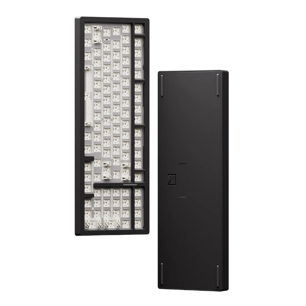 Black electronic device with grid of small lights on a white background Monsgeek M2 V5 VIA 96% Mechanical Keyboard