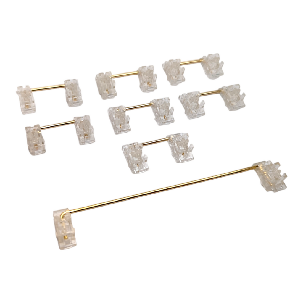 Clear Stabilizer Kit with Gold Plated Wire Plate mount for mechanical keyboards