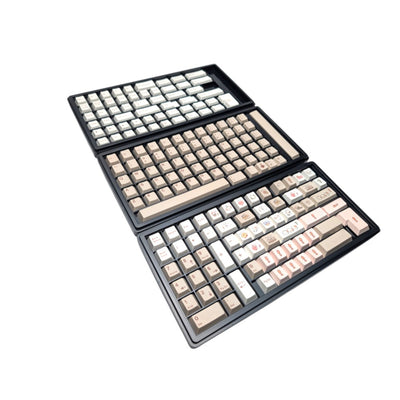 Complete 189-piece Cozy Critters PBT MOA keycap set in storage packaging trays by Thock King.