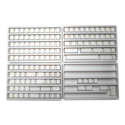 Complete 150 piece set of Edge Glow OEM keycaps organized in storage trays from Thock King.