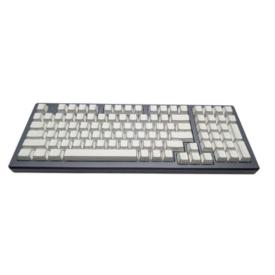 Front perspective view of Thock King Edge Glow OEM keycap set mounted on full size mechanical keyboard board.