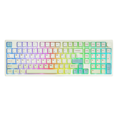 South-facing RGB lighting illuminated on Epomaker Galaxy 100 Lite mechanical keyboard by Thock King.