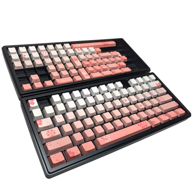 Sakura Pink Sunset PBT OEM Keycap Set for mechanical keyboards