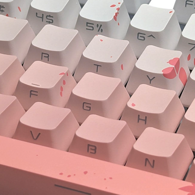 Sakura Pink Sunset PBT OEM Keycap Set for mechanical keyboards