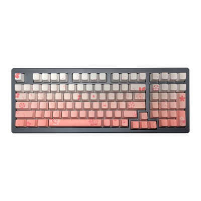 Sakura Pink Sunset PBT OEM Keycap Set for mechanical keyboards