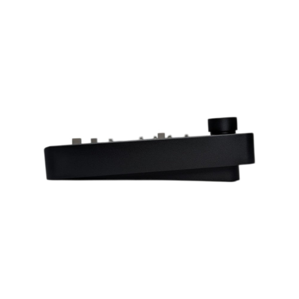 Side profile of matte black Leobog Hi8 SE aluminum case showing typing angle slope.