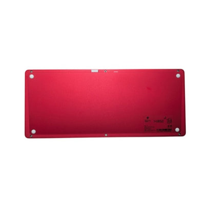 red aluminum bottom case with branding badge and serial sticker on Leobog Hi8 SE kit.