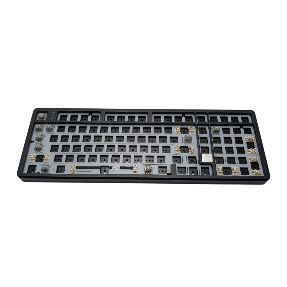 front profile view of the Leobog Hi98C Pro barebones keyboard showing the ergonomic case slope and gasket-mounted profile.