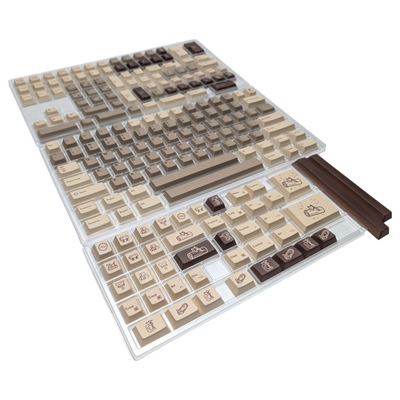Massive 204-piece Lumberjack Chop Thock PBT keycap set packed in storage trays from Thock King.