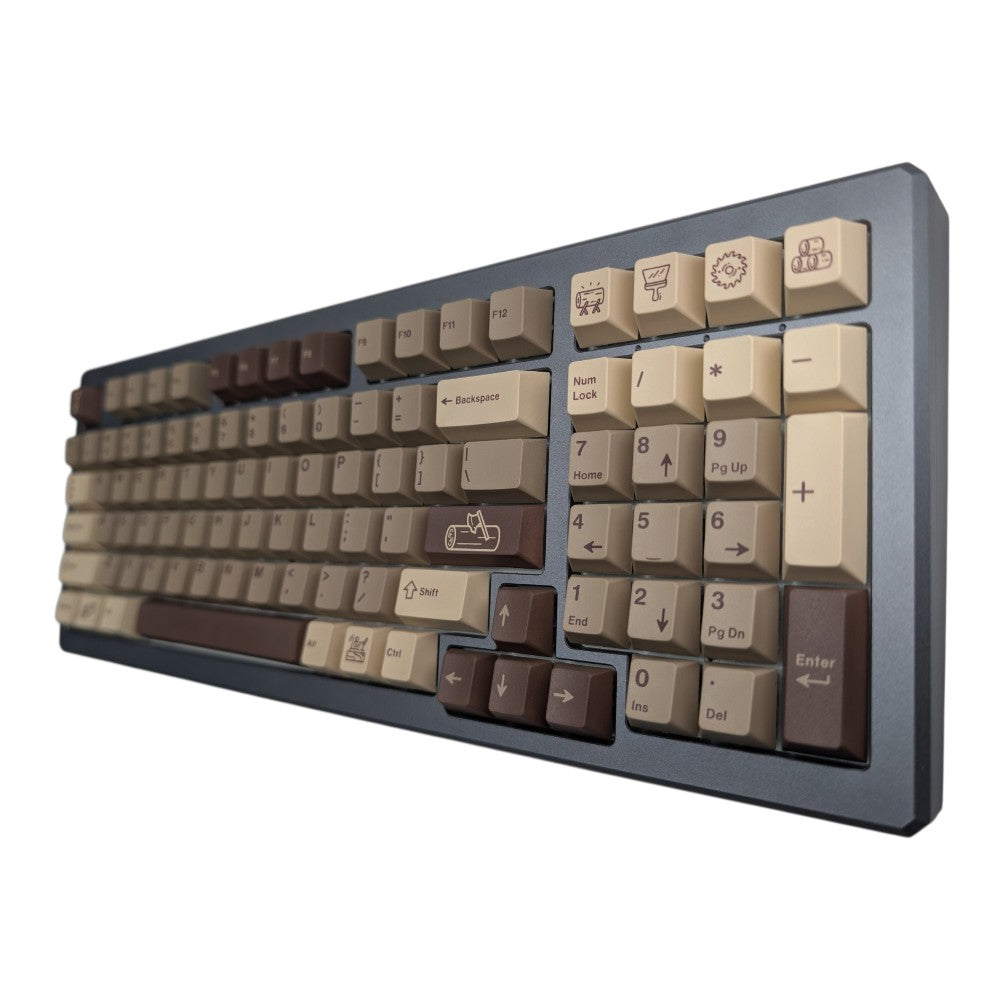 Side perspective shot showing Cherry profile height on Thock King Lumberjack Chop Thock keycaps.