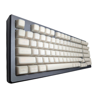 Thock King Milky Marshmallow SA keycaps on a full-size keyboard, front view.