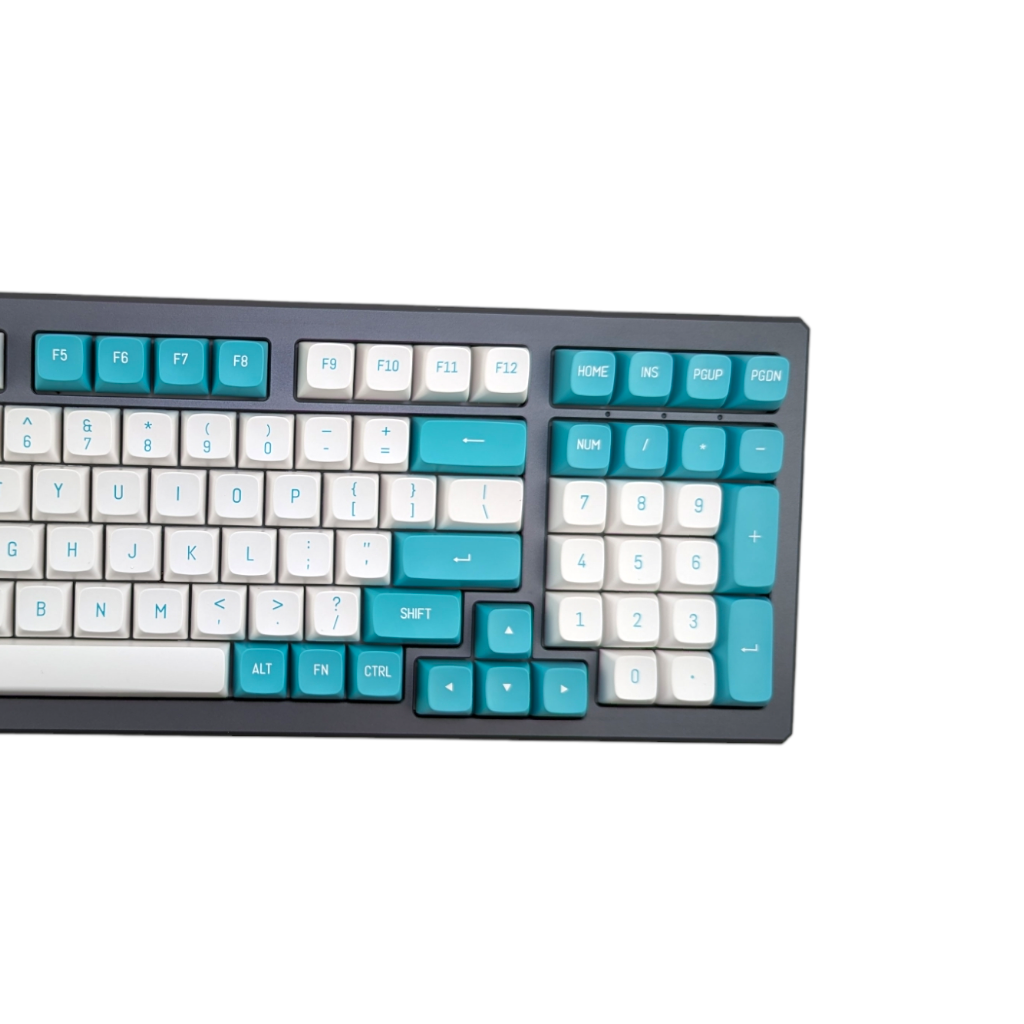 Turquoise and White Tiffany Panda PBT Keycap Set OEM for mechanical keyboard