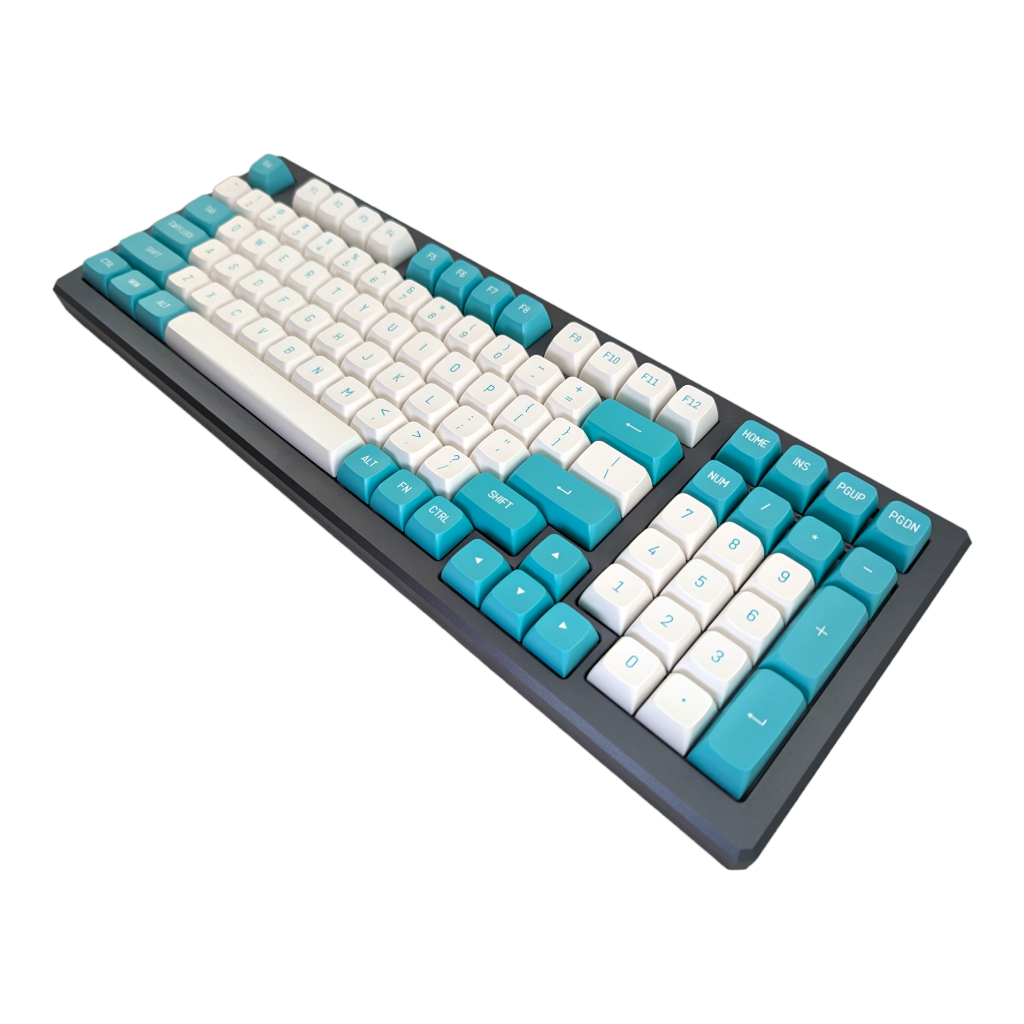 Turquoise and White Tiffany Panda PBT Keycap Set OEM for mechanical keyboard
