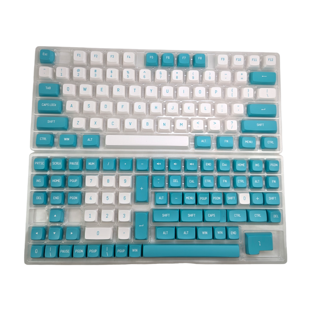 Turquoise and White Tiffany Panda PBT Keycap Set OEM for mechanical keyboard