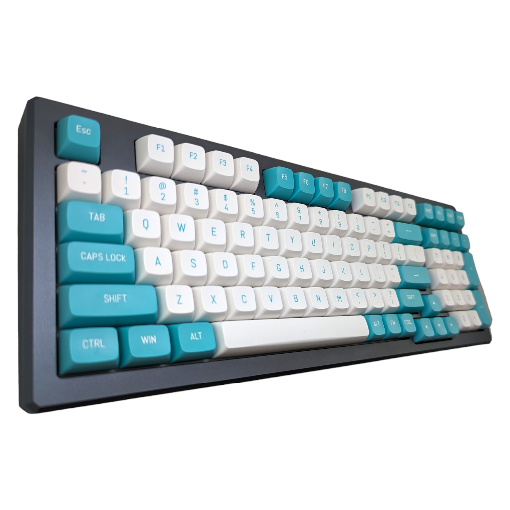 Turquoise and White Tiffany Panda PBT Keycap Set OEM for mechanical keyboard