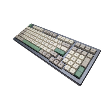 Thock King Retro 9009 PBT XDA keycaps with green accent modifiers installed on custom mechanical keyboard.