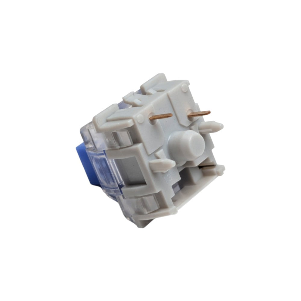 Bottom angled perspective shot of TTC Brother V2 mechanical switch showing 5-pin PCB mounting pegs.