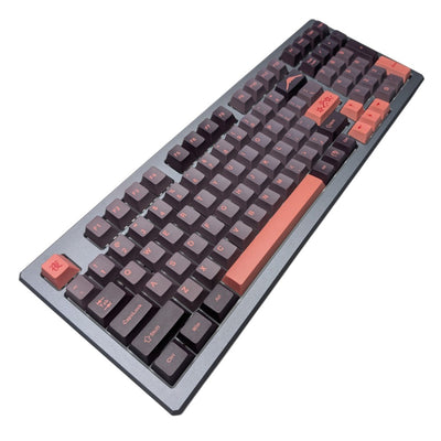 Close up of Night kanji escape key and sakura branch enter key on Thock King Yoru Sakura keycaps.