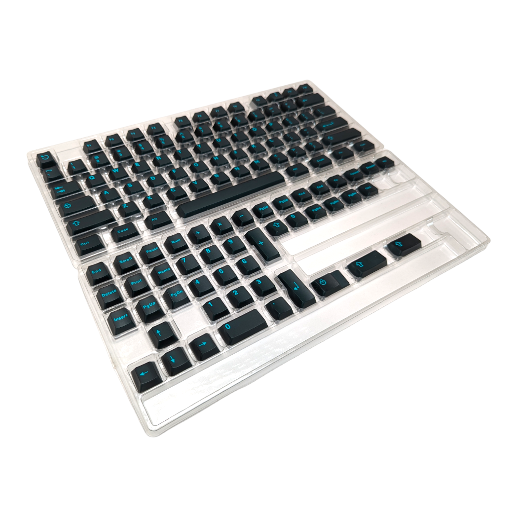 Turquoise on Black (TK-TOB) ABS Cherry MX Keycap Set (121 pcs) â Thock King
