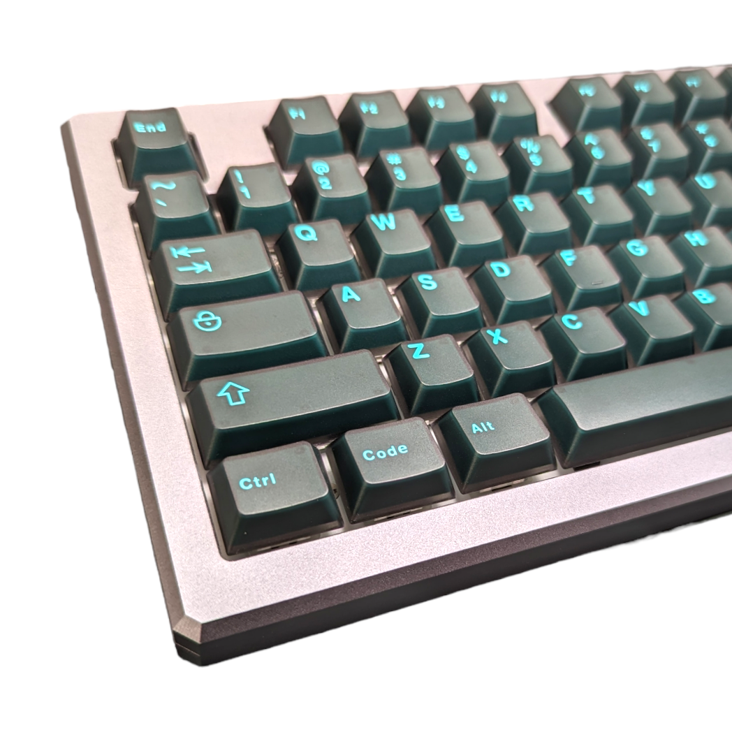 Turquoise on Black (TK-TOB) ABS Cherry MX Keycap Set (121 pcs) â Thock King
