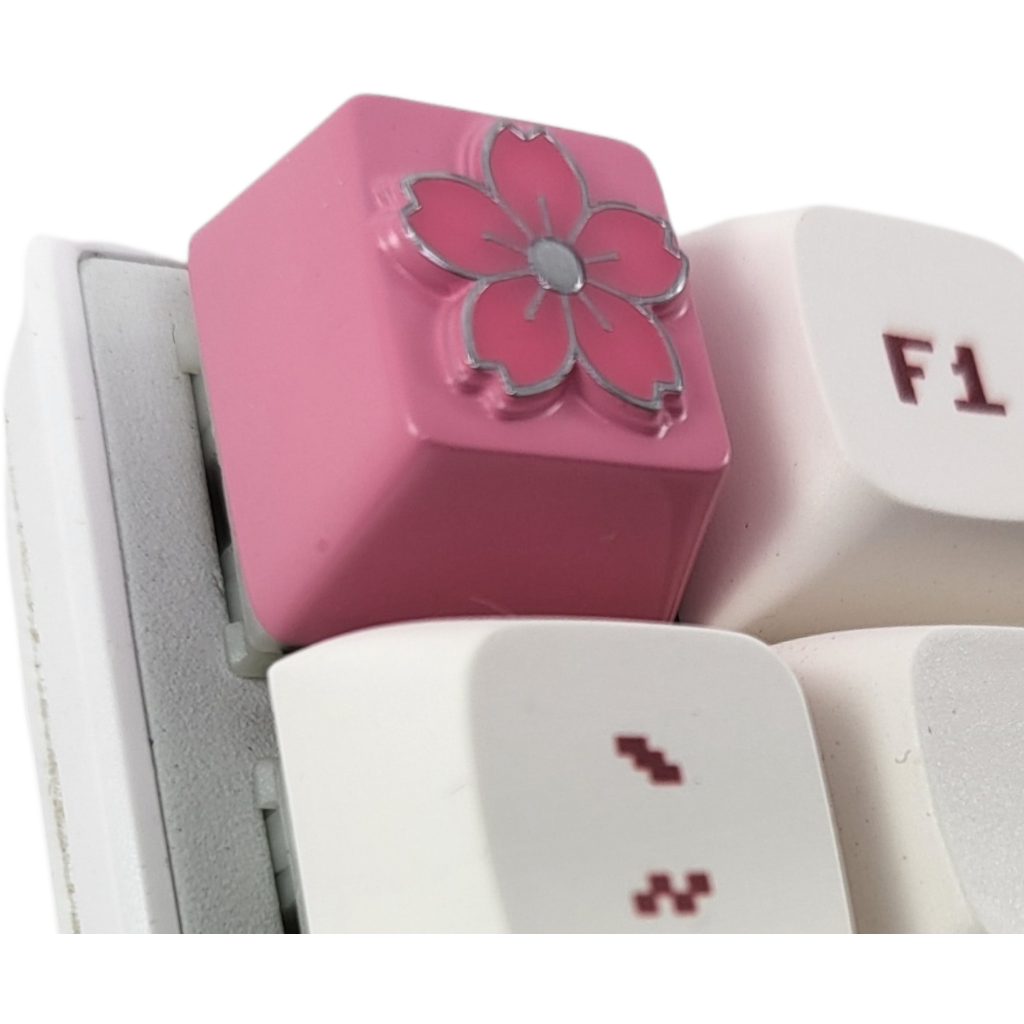 cherry blossom pink cute metal keycap artisan for mechanical keyboard keyboards