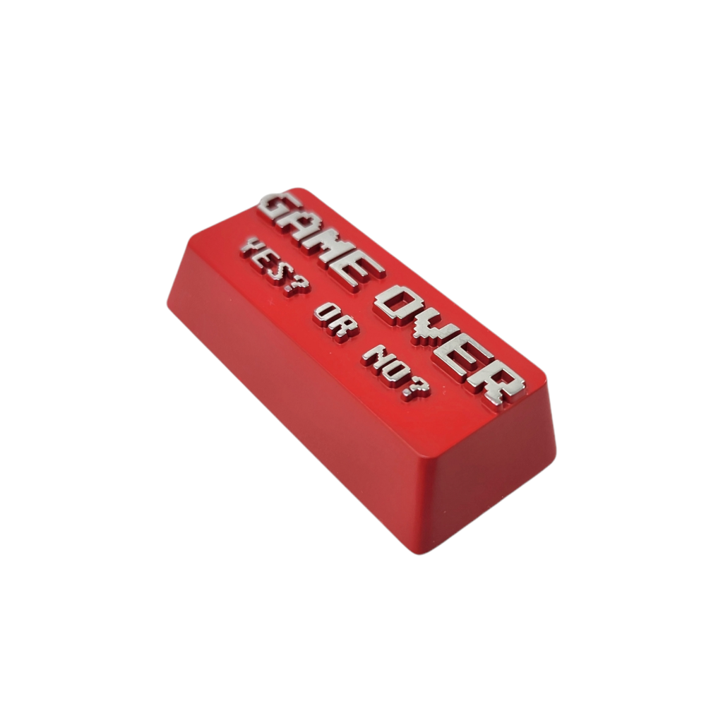 game over metal artisan keycap keycaps red